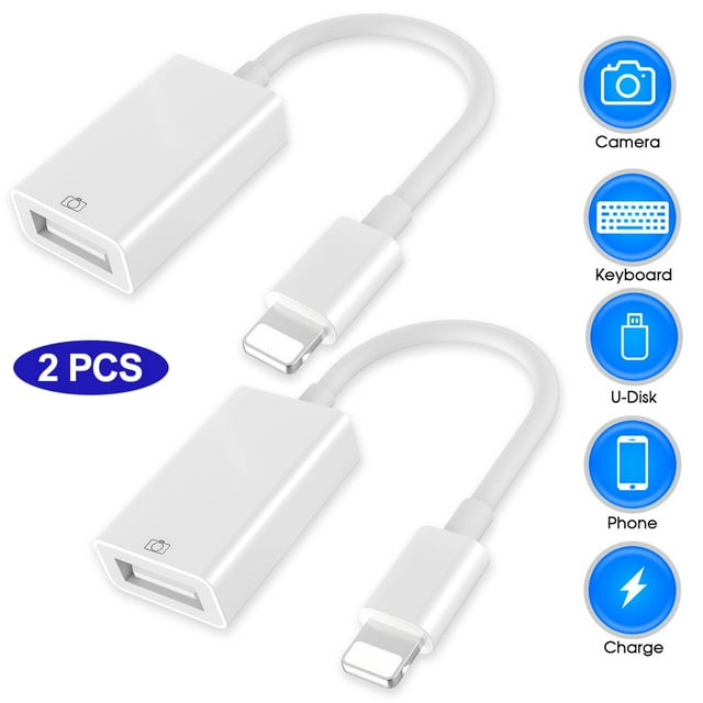 (2 Pack)Lightning to USB Camera Adapter,USB 3.0 OTG Data Sync Cable