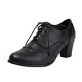 thumbnail image 4 of Womens Vintage Dress Shoes Ankle Booties Fall Leather Chunky High Heel Oxfords Short Ballet Flats Short Boots, 4 of 5