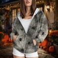 thumbnail image 4 of Towmus Women's Casual Print Sweatshirts Novelty Graphic Zip Up Hoodies with Pocket, With Pockets, XS-6XL, 4 of 6