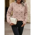 thumbnail image 6 of Women'S Polka Dots Sweaters Long Sleeve Round Neck Knitted Pullover Tops Pink L, 6 of 9