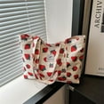 thumbnail image 6 of Yucurem Cute Strawberry Print Shoulder Bag Large Capacity Shopping Bag For Women (White) Tote bag (F), 6 of 10