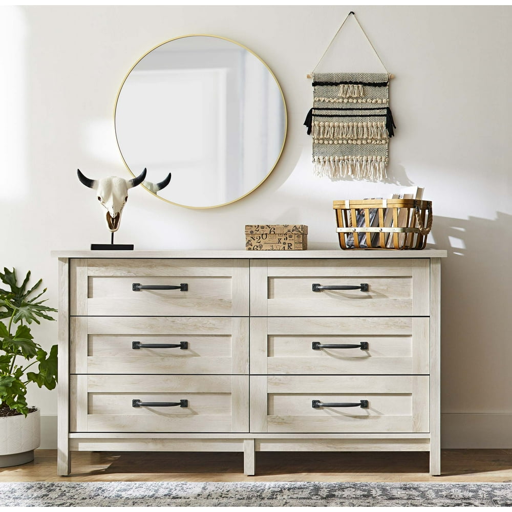 Better Homes & Gardens Modern Farmhouse 6 Drawer Dresser, Rustic