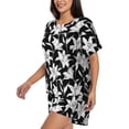 thumbnail image 2 of Bixox Women's Lilies Flowers Printed Pajama Set 2 Piece Lounge Set Top and Shorts Soft Pajamas, Shorts with Pockets, 2 of 7