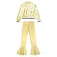 thumbnail image 6 of iiniim Kids Girls Modern Jazz Hip Hop Dance Outfits Long Sleeves Bomber Jacket with Bell-bottoms Pants Set Size 6-16 Gold 14, 6 of 7