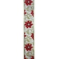 thumbnail image 2 of Northlight Red and Gold Poinsettia Print Wired Christmas Craft Ribbon 2.5" x 10 Yards, 2 of 3