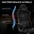 thumbnail image 4 of Gaming Chair, Office Chair Computer Racing Chair Ergonomic Video Game Chairs for Adult Kids Teen Height Adjustable Reclining Chair with Lumbar Support Armrest Headrest Swivel Chair Black, 4 of 7