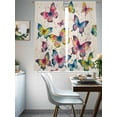 thumbnail image 4 of Colorful Butterfly Sheer Curtains 63 Inch Length 2 Panels Set Window Treatments, Elegant Pastoral Butterflies Rustic Watercolor Rod Pocket Semi Curtains for Living Room/Bedroom/Kitchen, 104"W x 63"L, 4 of 7