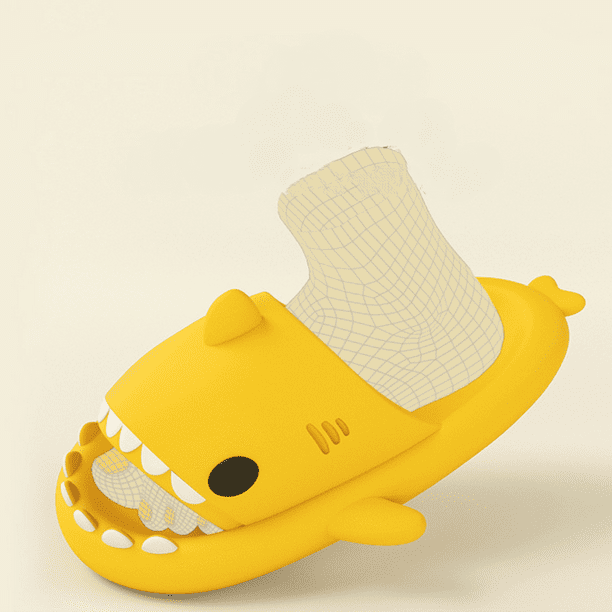 Summer Shark Slippers Lightweight Anti Slip Quick Dry Shower Hello Sandals Beach Cute Shark Slippers for Women and Men Beige