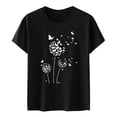 thumbnail image 4 of 2025 Haut à Col Roulé pour Femmes à Motif Imprimé Pissenlit pour Femmes, Paquet, Col Rond, Manches Courtes, Hauts de Gym pour Femmes, T-Shirt, 4 of 4