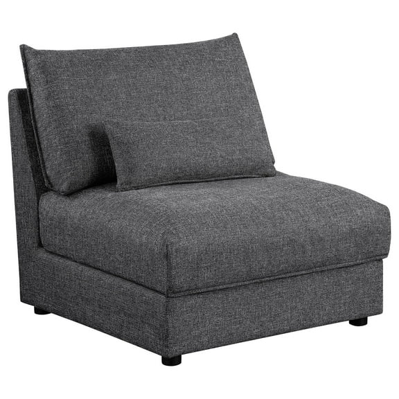 Ash 35 Inch Armless Accent Sofa Chair with Cushions, Modular, Gray Black