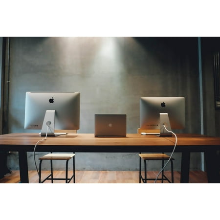 Laminated Poster Workspace Table Desk Computers Desktop Laptop