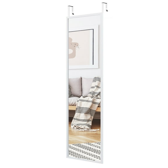 Gymax Door Wall Mounted Mirror Full Length Hanging Mirror Bedroom Bathroom White