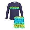 thumbnail image 4 of Bathing Suits for Teens Rash Guard Swimsuits Set for Boys Hawaiian Print Long Sleeve Swim Shirt with Swim Trunks Vacation Modest Two Piece Swim Set for 3-14Years, 4 of 7