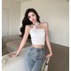 thumbnail image 1 of VISgogo, chaleco de punto informal para mujer con almohadillas para el pecho, camisetas de tubo de ombligo expuestas con cuello barco de Color sólido a la moda VISgogo  moda, 1 of 2