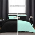 thumbnail image 3 of DNG Creations 5 Piece Reversible Diamond Pattern Comforter Solid - 100% Egyptian Cotton, 800 TC ( Oversized Queen - Size ) All-Season 550 GSM ( Aqua-Blue/Black Colour ), 3 of 7