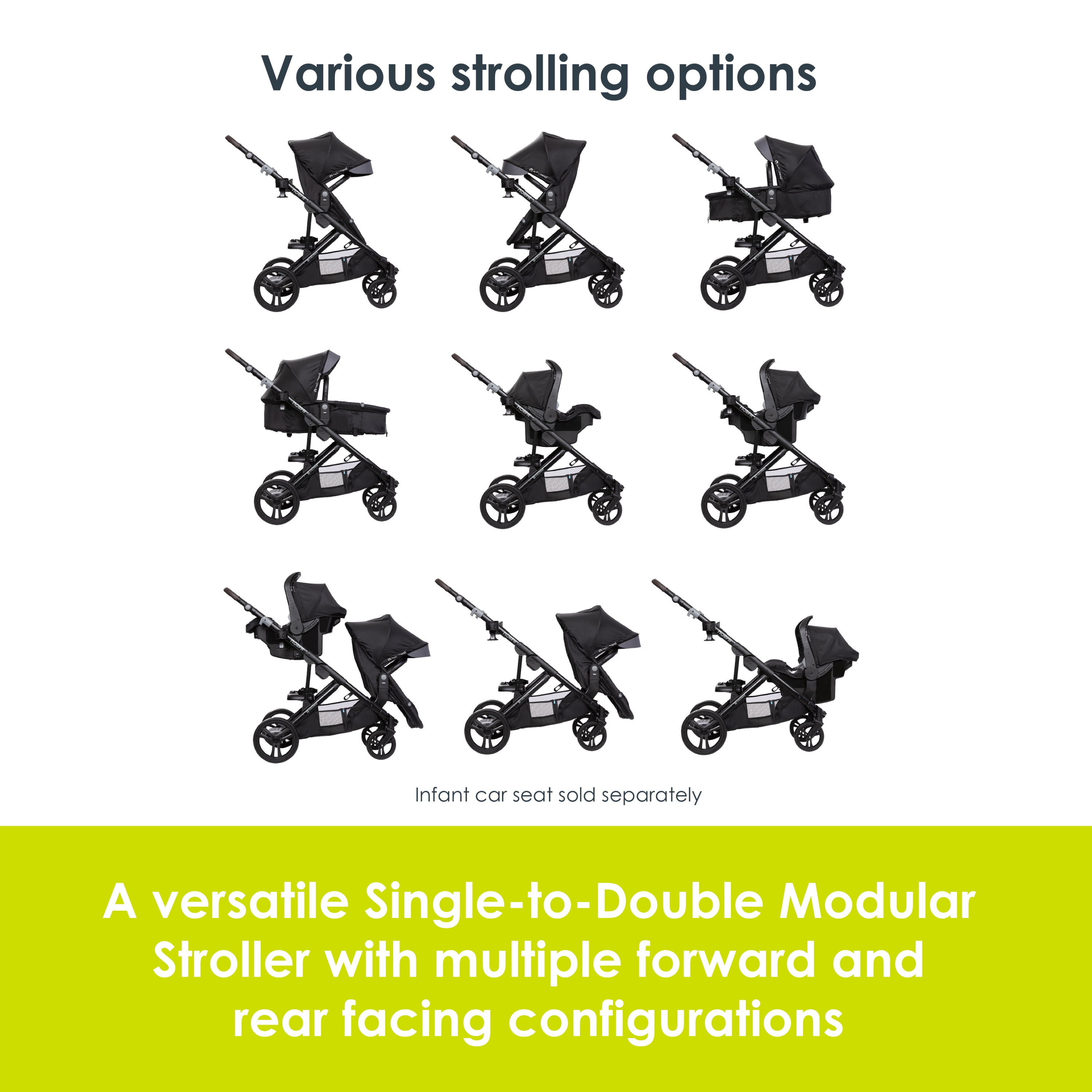 Baby Trend Morph Modular Stroller - Single to Double - Dash Black