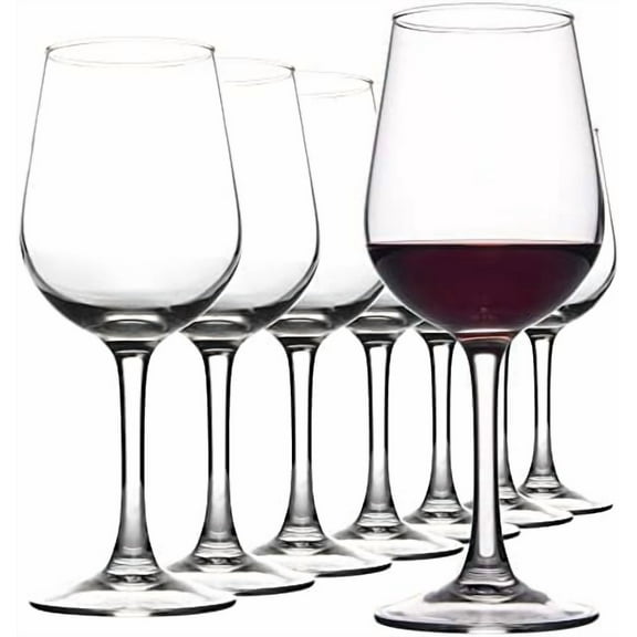 Fully Tempered Wine Glasses, Shock Resistant Wine Glass Set for Red or White Wine, Dishwasher Safe Stem Glasses for Restaurants, Bars, Home (Set of 8, 15.5 oz)