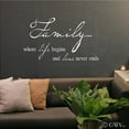 thumbnail image 3 of Family Where Life Begins and Love Never Ends Vinyl Lettering Wall Decal Sticker Home Decals Size: 12.5"H x 22"W Color: White, 3 of 5