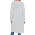 thumbnail image 3 of Long Cardigans for Women Lightweight Jacket Fall Casual Drawstring Windproof Trench Overcoats with Hood Pockets, 3 of 6