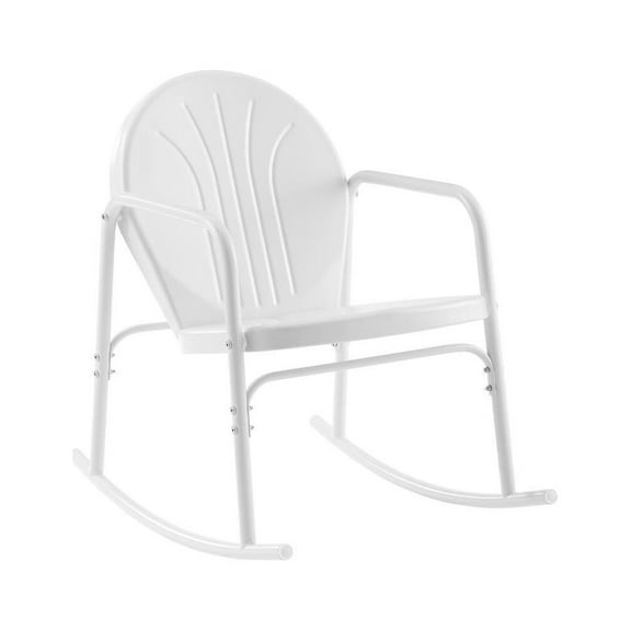 Maykoosh Renaissance Romance 2 Piece Outdoor Metal Rocking Chair Set White Gloss - 2 Rocking Chairs, 33.13"D x 22.5"W x 32.25"H, Sturdy Steel Construction, Modern Outdoor Seating Chairs