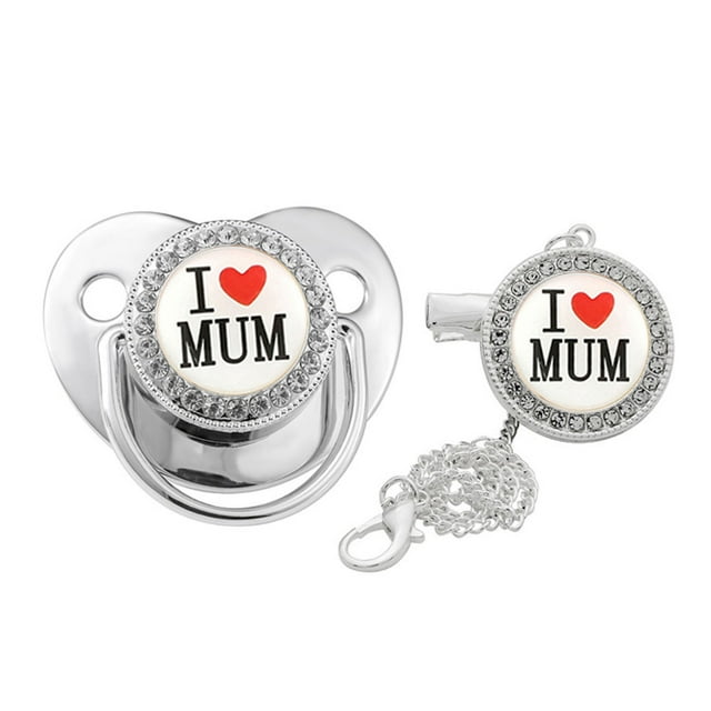 DPTALR Baby Pacifier Initial Clip Silicone Infant Nipple Bling Newborn Pacifier And Clips With Rhinestones