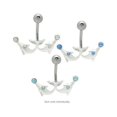 thumbnail image 1 of Belly Button Ring Double Jeweled Dolphin, 1 of 1