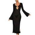 thumbnail image 2 of TMOYZQ Women's Beach Cover Ups Long Sleeve Hollow Out Side Split Swim Bathing Crochet Dress, 2 of 4