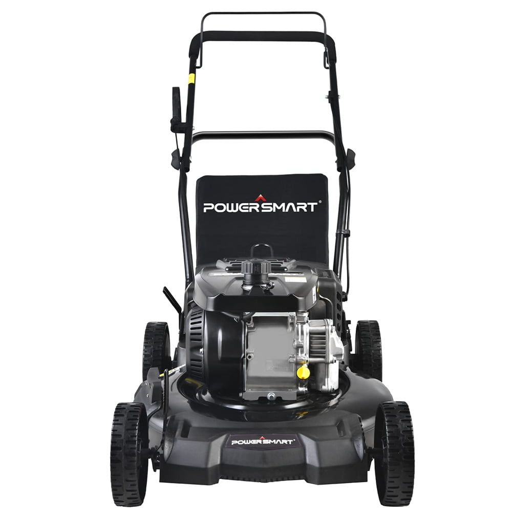 PowerSmart Gas Lawn Mower, 21 Inch 3-in-1 Push Mower, Walk-Behind 4-Stroke 209CC Engine Gas Powered Lawn Mower with Bag, 5 Adjustable Heights, Engine Oil Included, Black, LLL4750