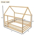 thumbnail image 7 of Leumius Full Size Floor Bed with House Roof Frame, Fence Guardrails Montessori Floor Bed for Boys Girls Natural, 7 of 7