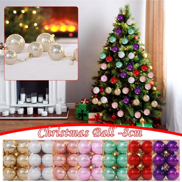 Xihbxyly Juego de Bolas Navideñas Irrompibles con Purpurina, Elegantes Adornos para Árbol y Escaparate, Decoración Festiva para El Hogar y El Centro Comercial, Caja de Regalo de 12 Piezas, Tamaño de
