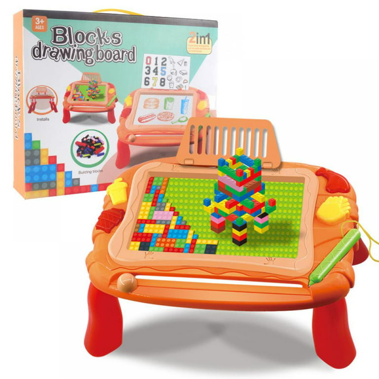 Magnetic Drawing Board Multifunctional Building Table for Kids - 2