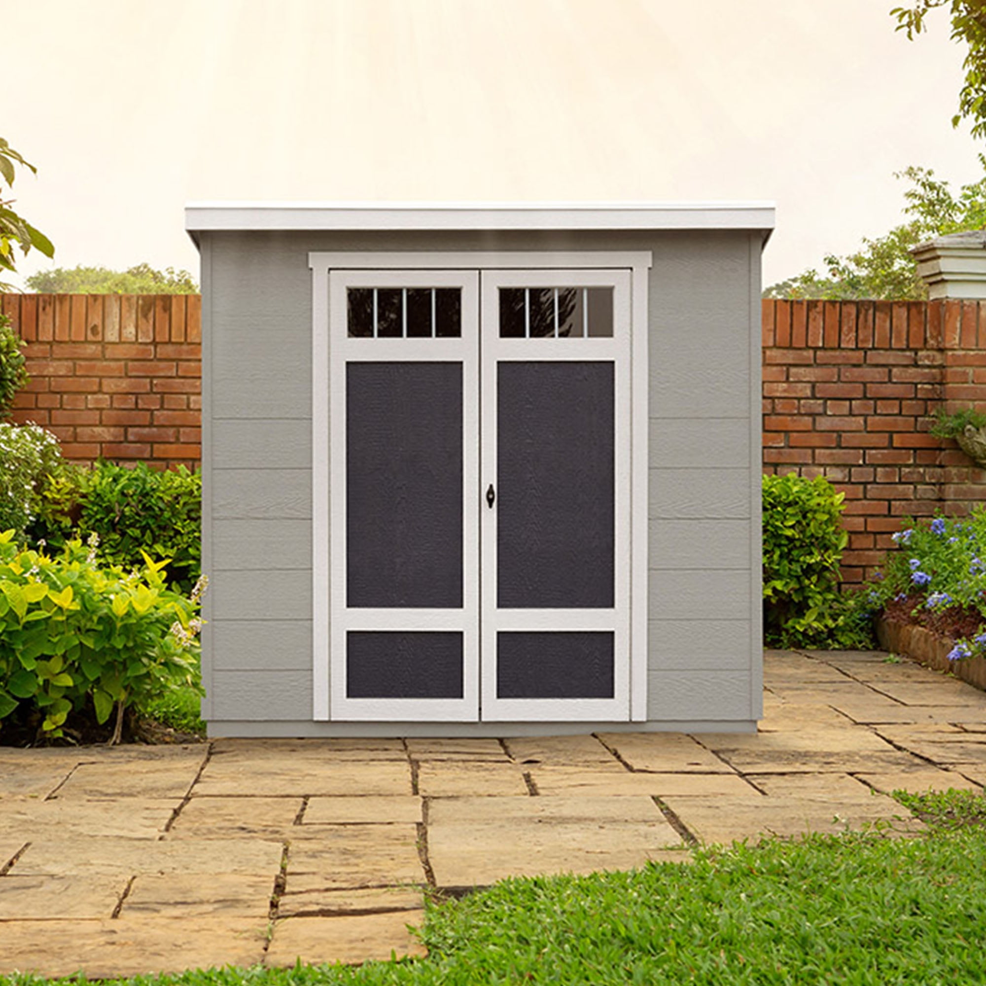 Handy Home Products Highland 8 ft x 6ft Modern Wooden Storage Shed