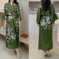 thumbnail image 5 of Afdoent Women's Robe Satin Floral Kimono Robe For Women Cool Sensation 3/4 Sleeve Long Casual Home Wear Bathrobe Sleepwear Ladies Loungewear, 5 of 5