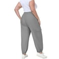 thumbnail image 7 of Lenpel Women's Plus Size Cargo Sweatpants Elastic High Waisted Drawstring Tapered Workout Lounge Pants Athletic Casual Joggers(Gray,X-Large), 7 of 7
