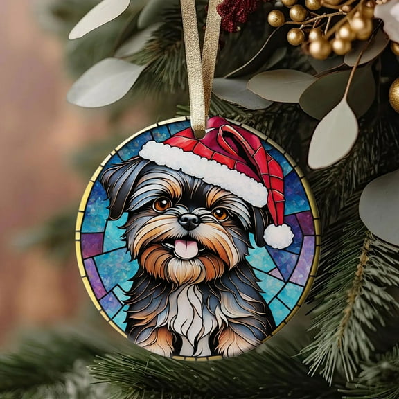 Affenpinscher Dog Ornaments Ceramic For Christmas, Stained Glass Ornaments Ceramic Christmas 2025