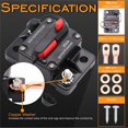 thumbnail image 2 of Czcpp-20 0 Ampères de Disjoncteur avec Fils de Réinitialisation Manuelle Rondelles en Cuivre et Vis pour Voiture Marine Trolling Moteurs Bateau ATV Protection Manuelle pour Système Audio Fusible, 12V-48VDC, 2 of 4