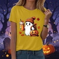 thumbnail image 6 of CAICJ98 Women's Halloween Shirts Cute Ghost Fall Pumpkin Graphic Shirt Short Sleeve Tee Tops, 6 of 7