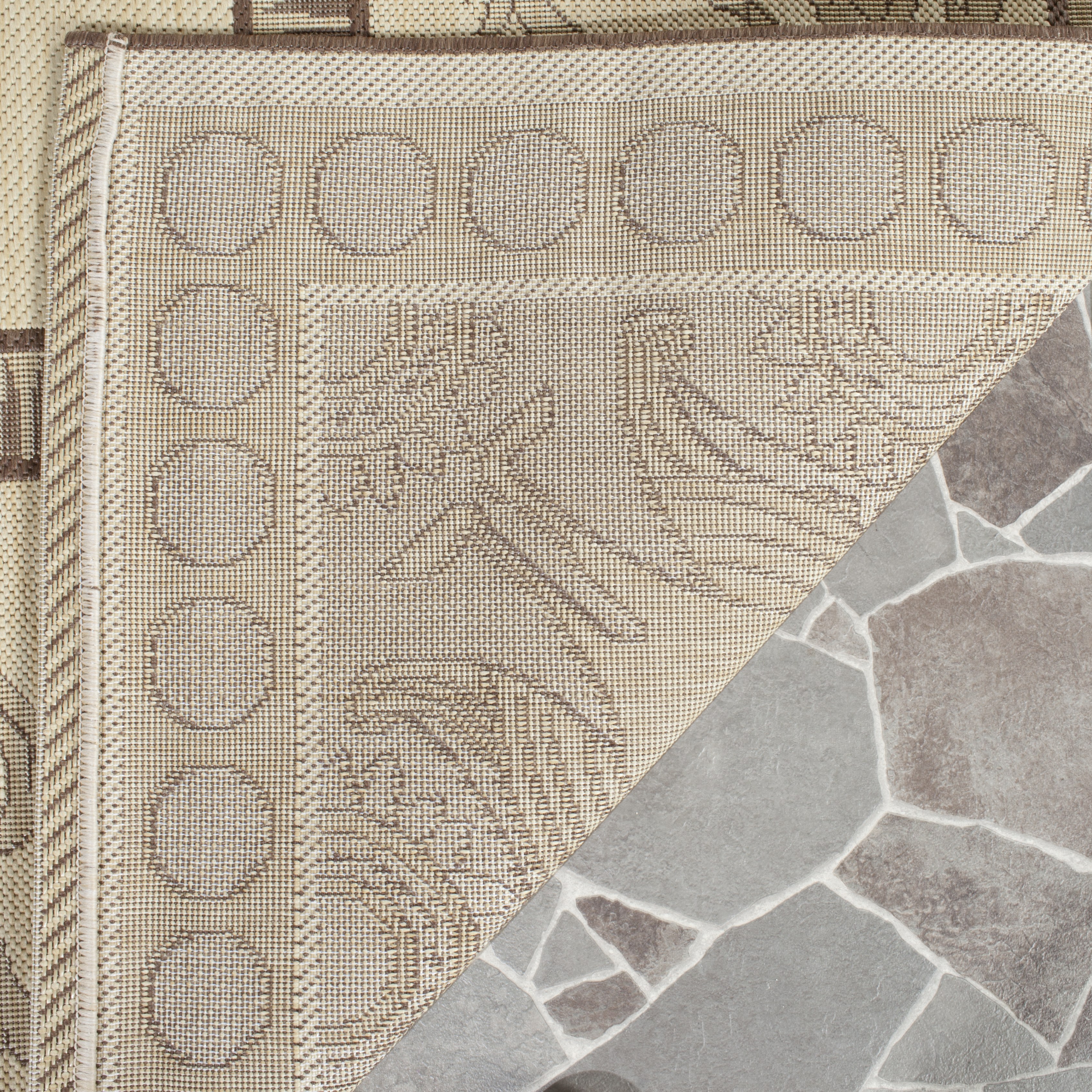 Safavieh Courtyard Cooper Botanical Indoor/Outdoor Area Rug, Natural/Chocolate, 6'7" x 6'7" Round