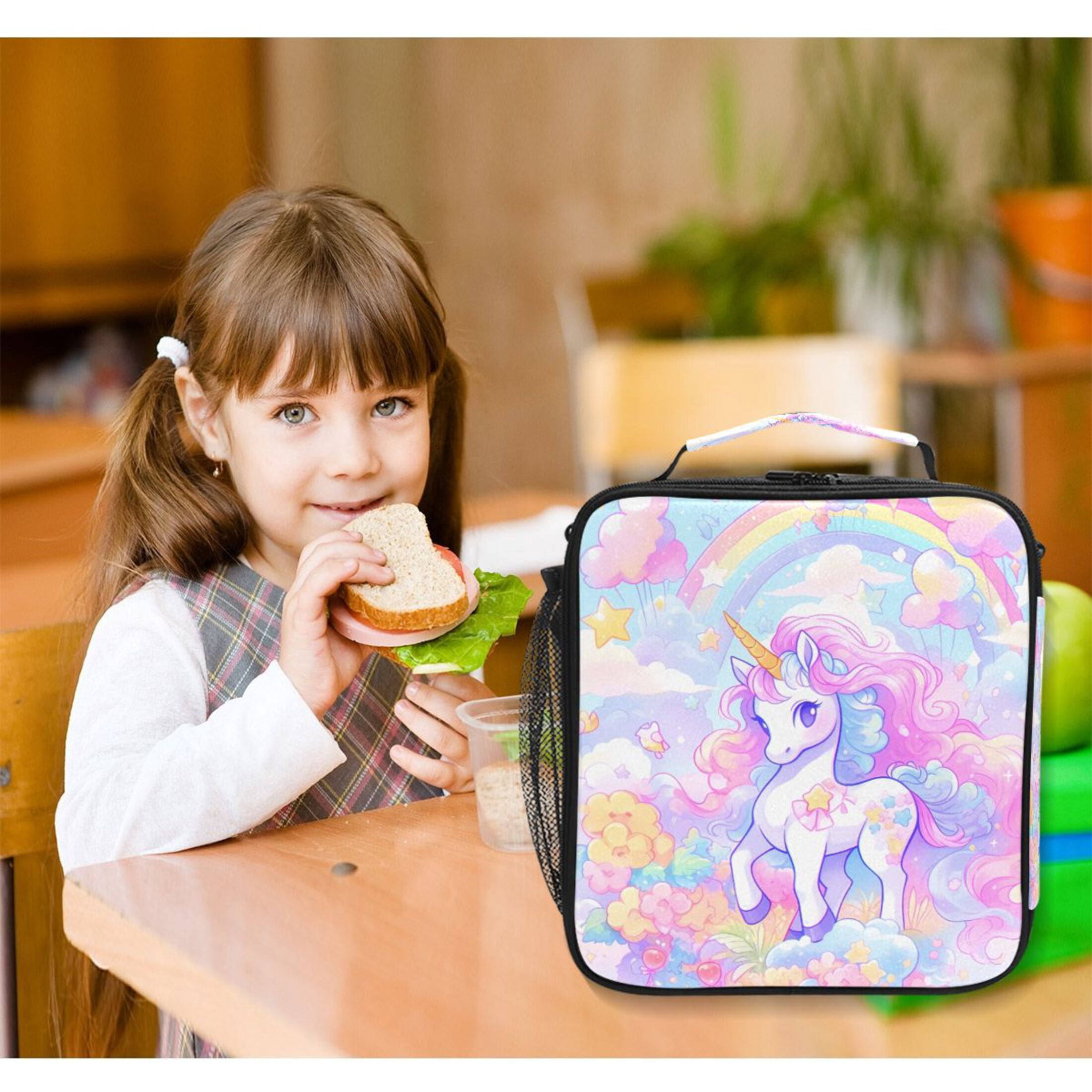 ALAZA Unicorn with Rainbow Lunch Box Insulated Lunch Bag Reusable Thermal Cooler Tote School Picnic