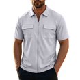 thumbnail image 2 of SAWOBUUN Men's Texture Zip Front Jacket Short Sleeve Collared Sport Top Casual Athletic Outerwear, 2 of 7