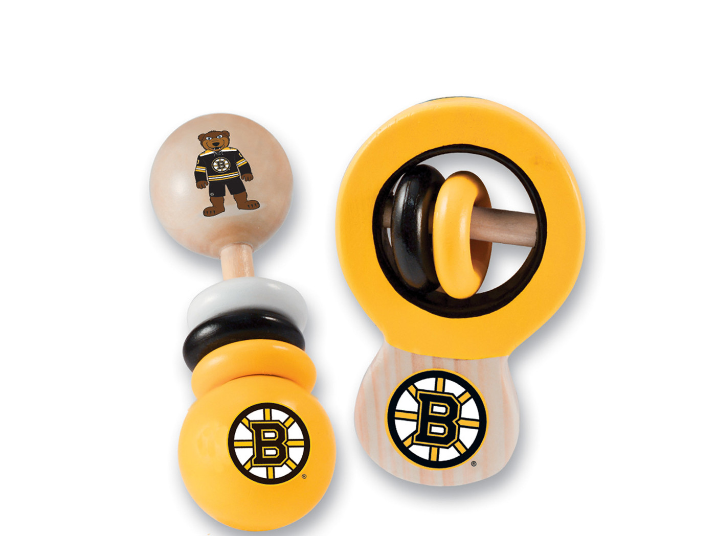 NHL Boston Bruins Real Wood Baby Rattles ( 2-Pack) by MasterPieces