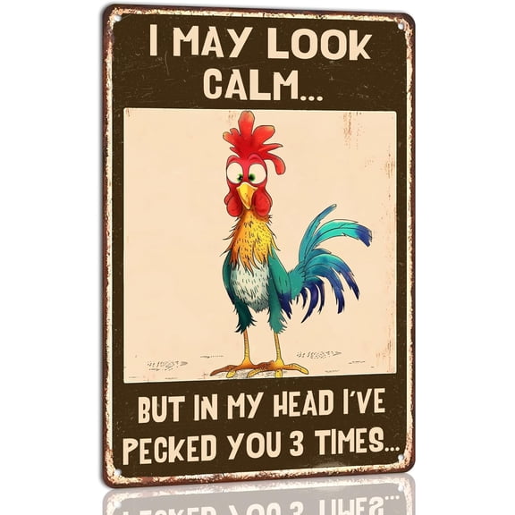 Funny Chicken Coop Metal Tin Sign, Farmhouse Wall Art Home Decor, Humorous Farm Design, 8 x 12 Inch