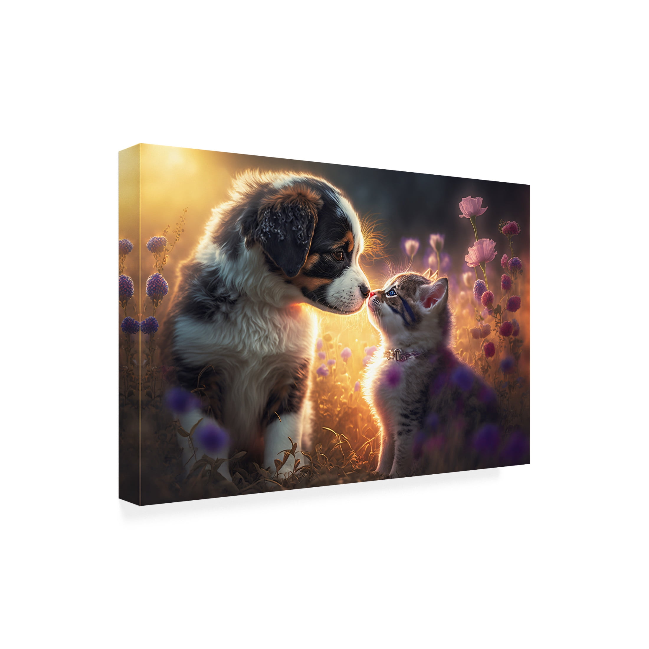Canvas Wall Art - Ray Heere 'Cats And Dogs 1' Wall Art for Living Room, Bedroom, or Office Décor by Trademark Fine Art - 24 x 16 Inches