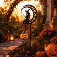 thumbnail image 5 of 39'' Halloween Solar Witch Pumpkin Garden Stake Light, Waterproof Metal LED Crescent Moon  Pathway Light with Hanging Pumpkin, Outdoor Decor for Yard Patio Lawn Garden, 5 of 6