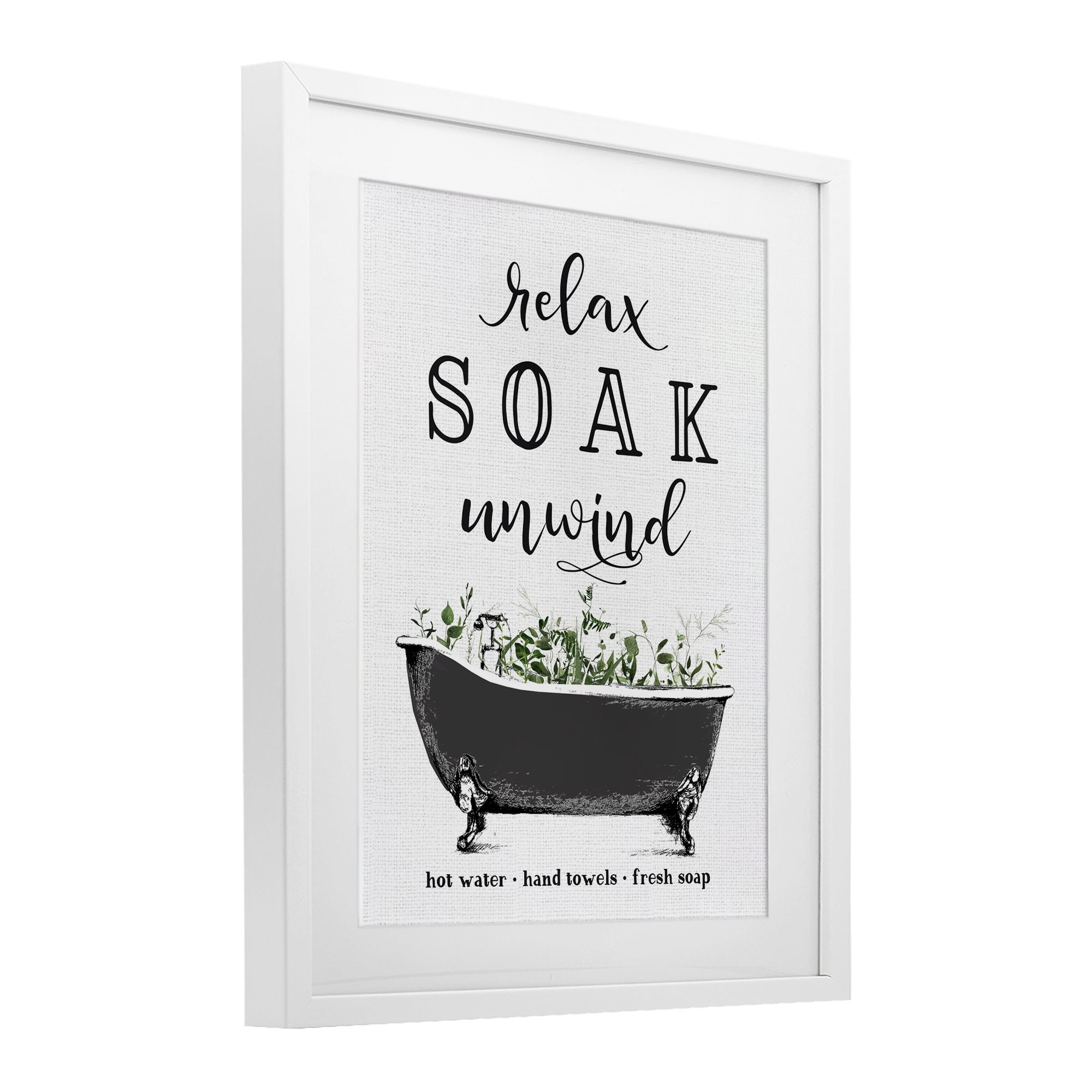 Vintage Bathing Reminders White Framed Print Under Glass, design by Lettered and Lined