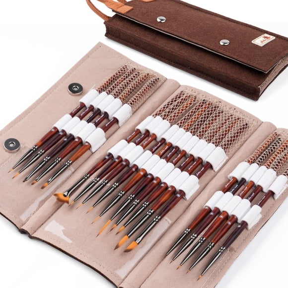 Golden Maple Fine Miniature Paint Brushes â?? Professional Micro Detail Brush Set for Models, Tabletop Gaming & Fine Art â?? Portable Travel Case,
