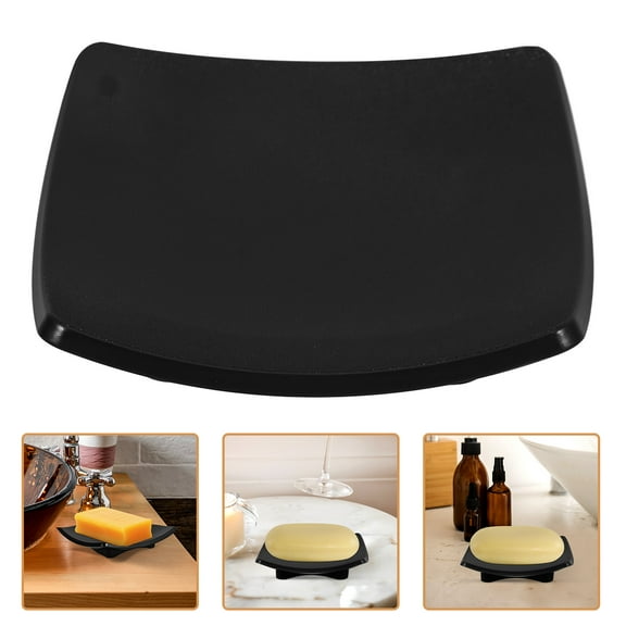 ROSENICE 1Set Reusable Black Curved Soap Dish for Kitchen and Bathroom and Easy to Clean Soap Tray