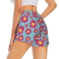 thumbnail image 2 of Uemuo Daisies Flowers Pattern Women's Athletic Shorts High Waisted Running Shorts with Liner Pockets Gym Elastic Workout Shorts-Medium, 2 of 9