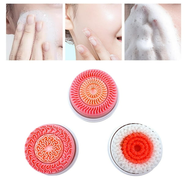 Cabezales de cepillo giratorios perfecl 3 piezas cabezal facial limpiador eléctrico Rosa