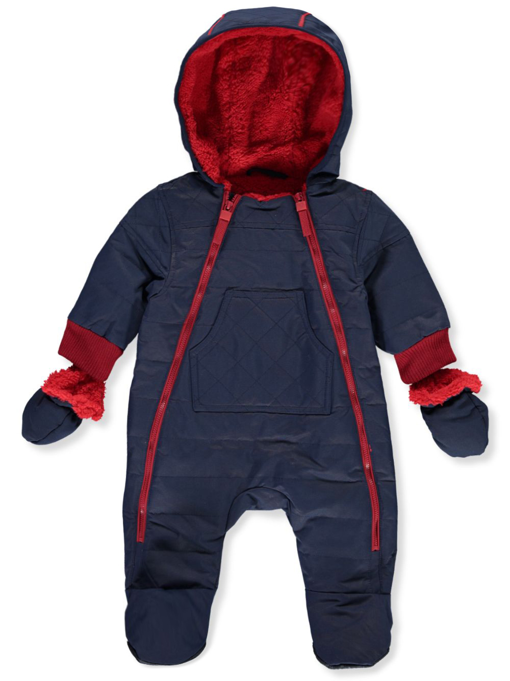 Urban Republic Newborn Baby Boys Quilted Puffer Pram Winter Snowsuit Fully Sherpa Fur Lined with Mittens